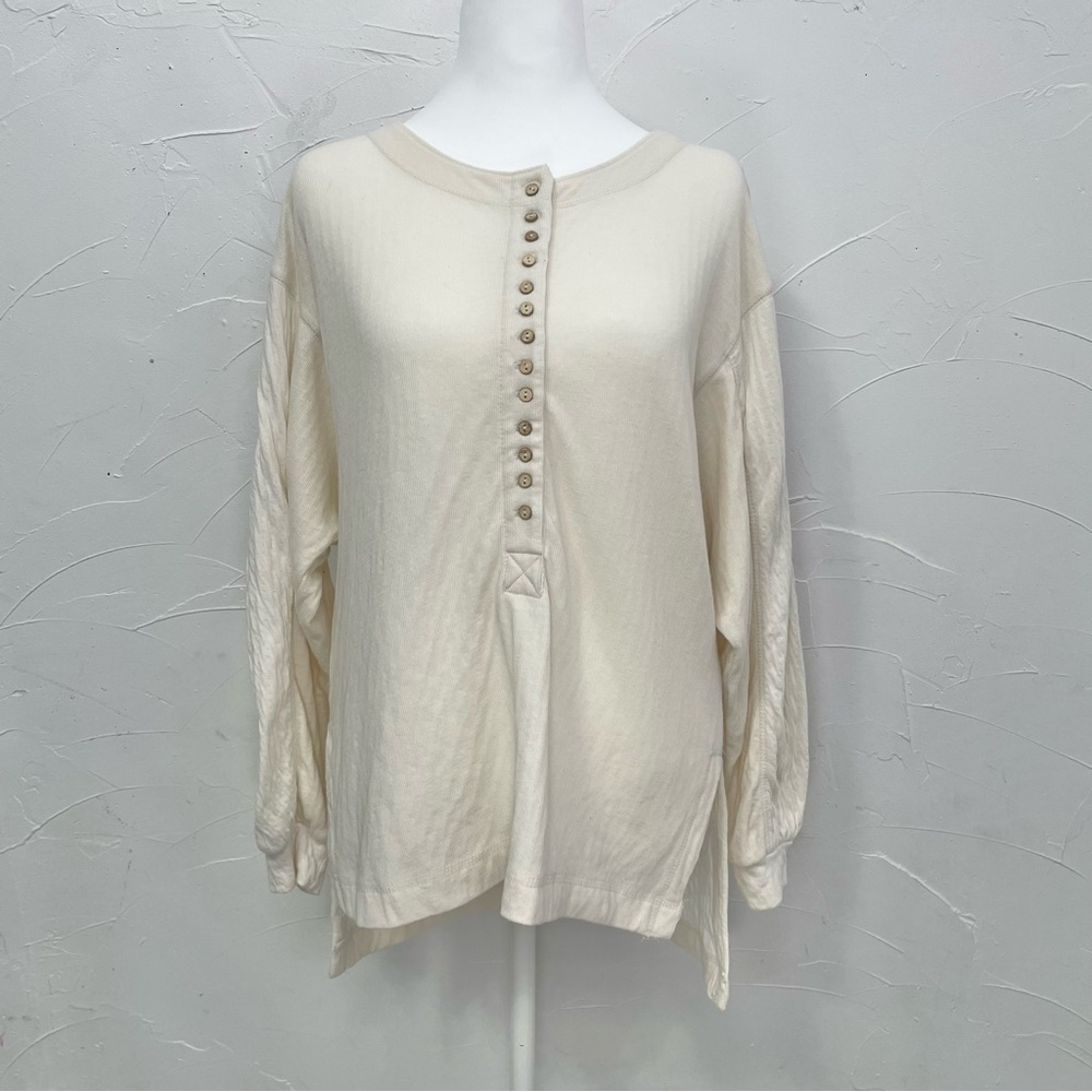 Free People We The Free Back At It Henley In Cream - Picture 3 of 13